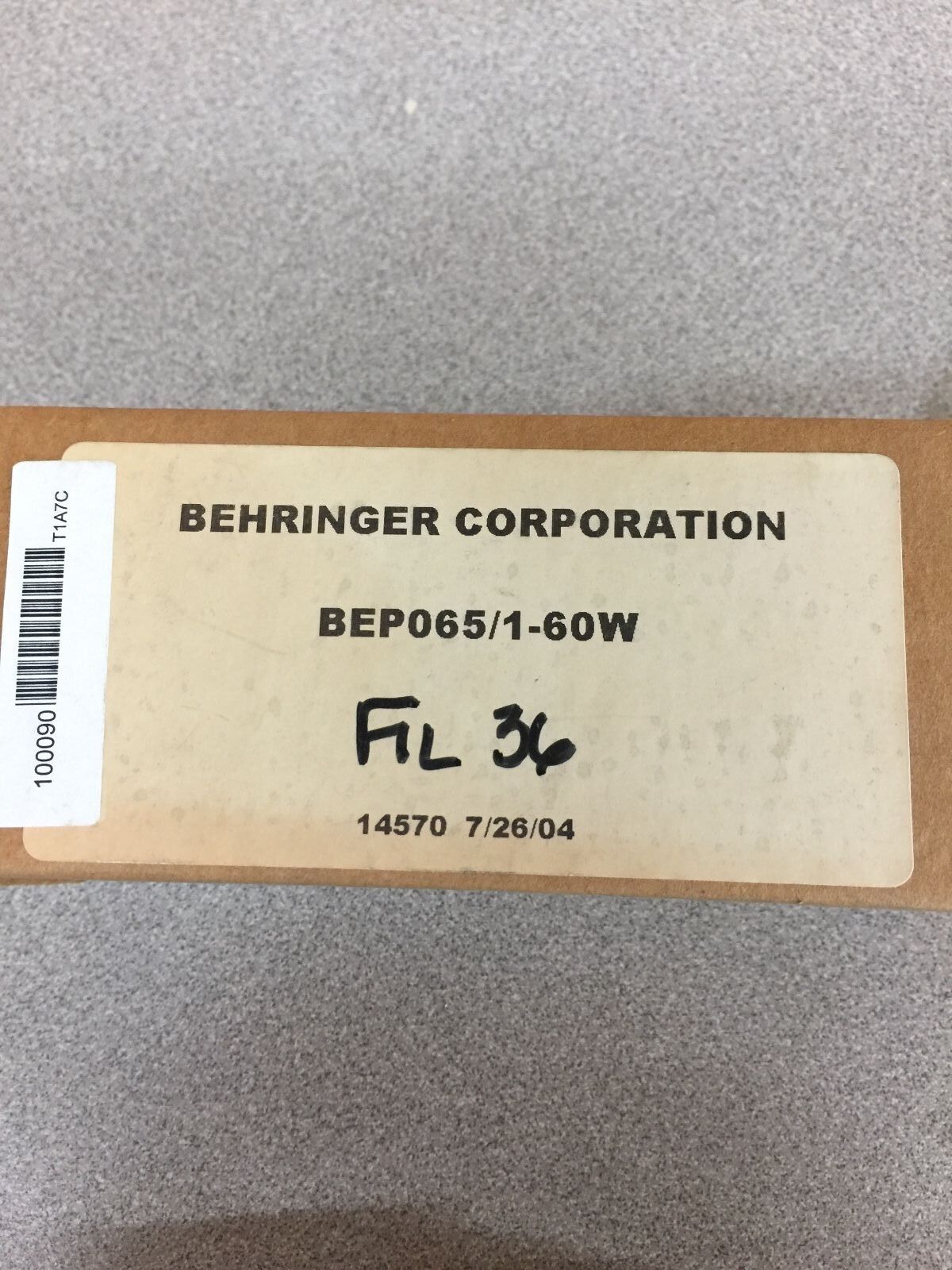 NEW IN BOX BEHRINGER CORPORATION FILTER BEP065/1-60W