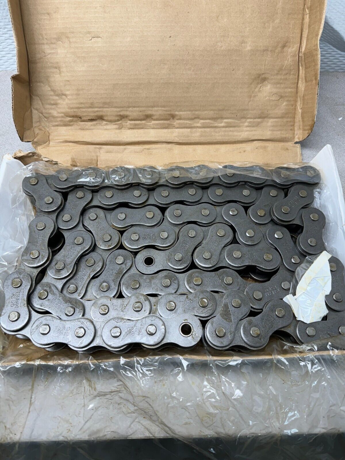 NEW U.S. TSUBAKI ROLLER CHAIN 10FT. RIVETED 120 RIV. WITH MASTERLINK