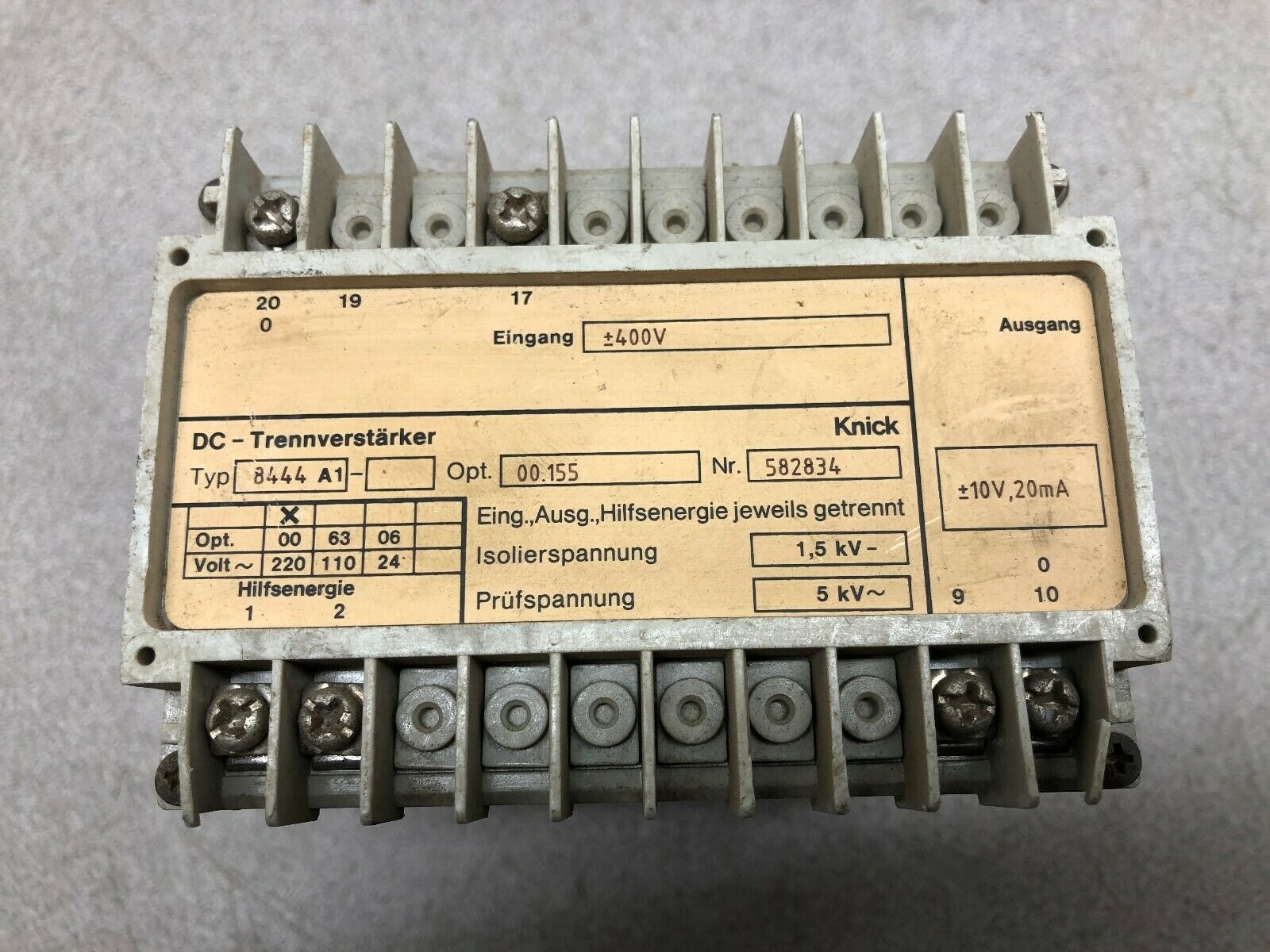 USED KNICK DC AMPLIFIER MODULE 8444A1