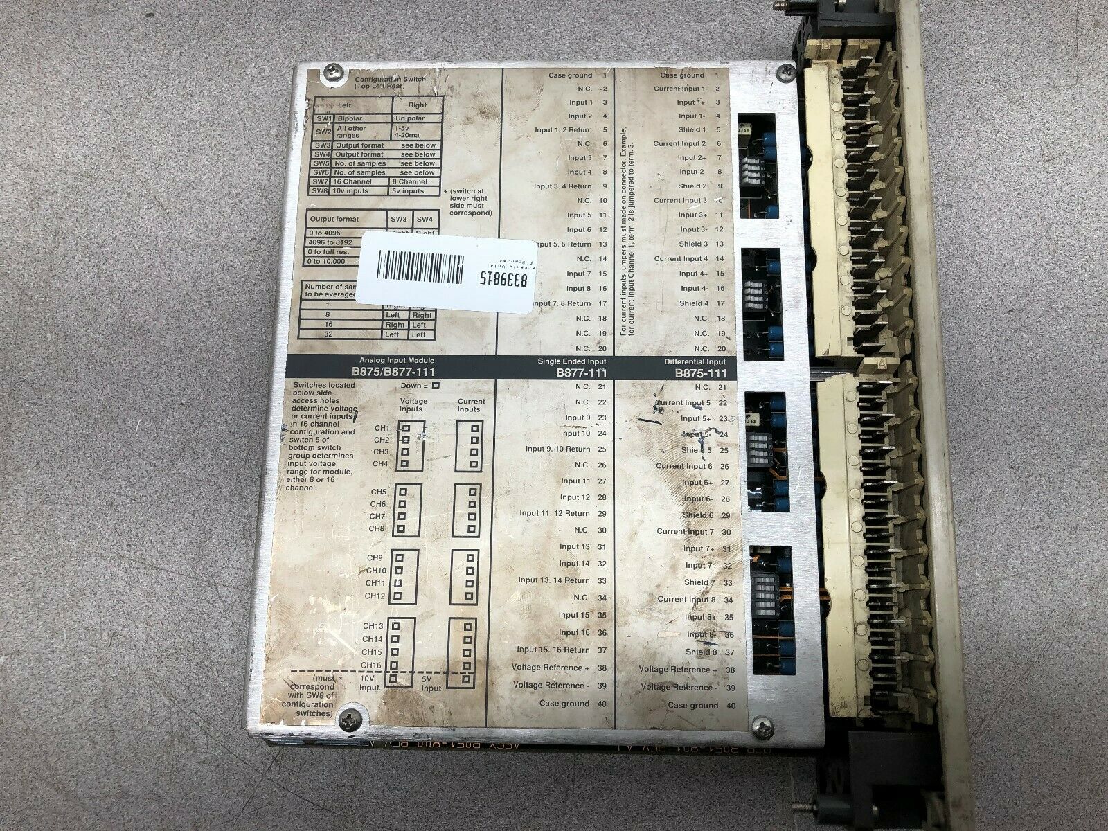 USED MODICON ANALOG INPUT MODULE B875-111