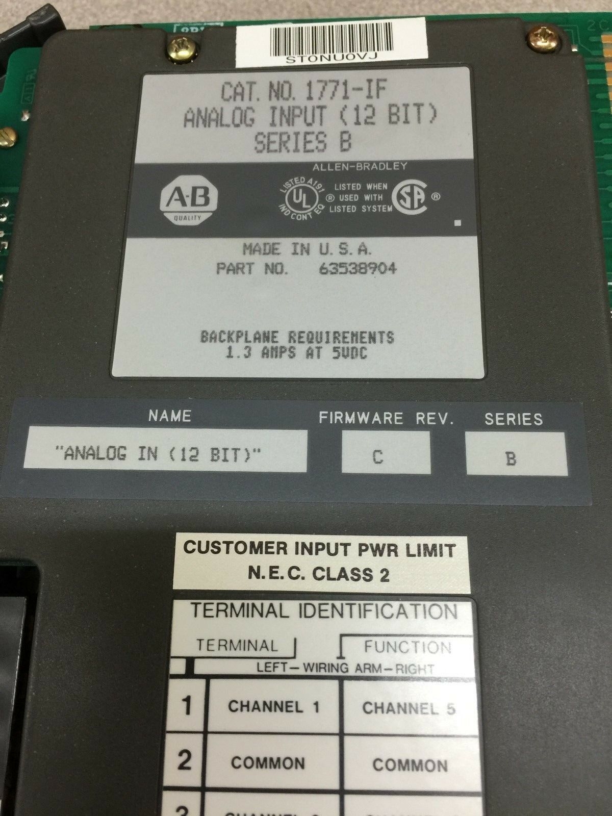 NEW IN BOX ALLEN-BRADLEY ANALOG INPUT MODULE 1771-IF07 SERIES B