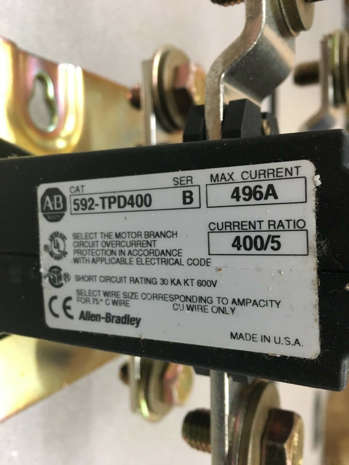 NEW NO BOX ALLEN-BRADLEY 592-TPD400 TRANSFORMER WITH 592-JOV16 RELAY