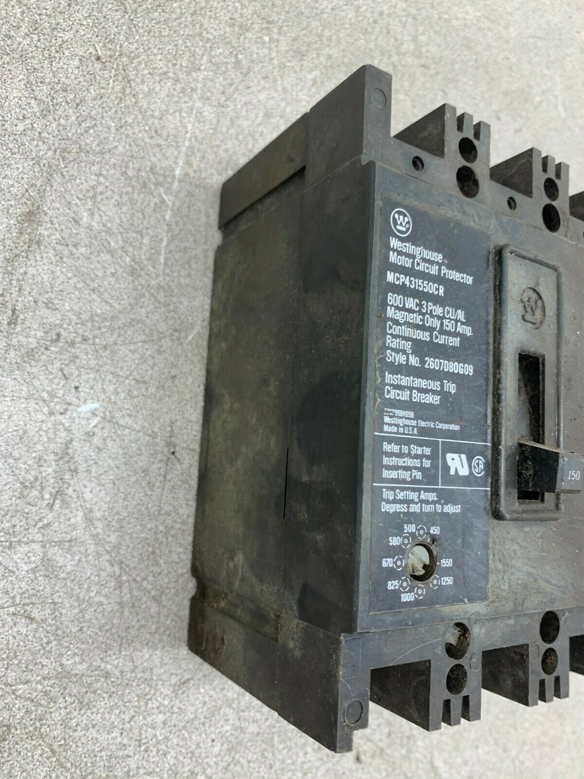 USED WESTINGHOUSE 150 AMP 3 POLE CIRCUIT PROTECTOR MCP431550CR