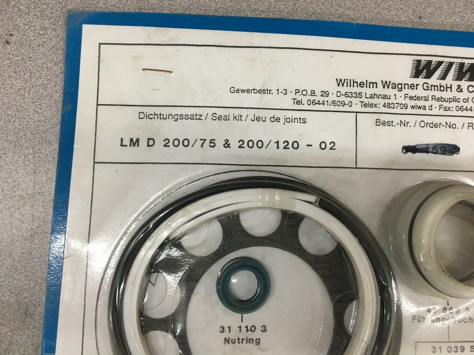 NEW WIWA SEAL KIT FOR MOTOR REPAIR 06-459-9