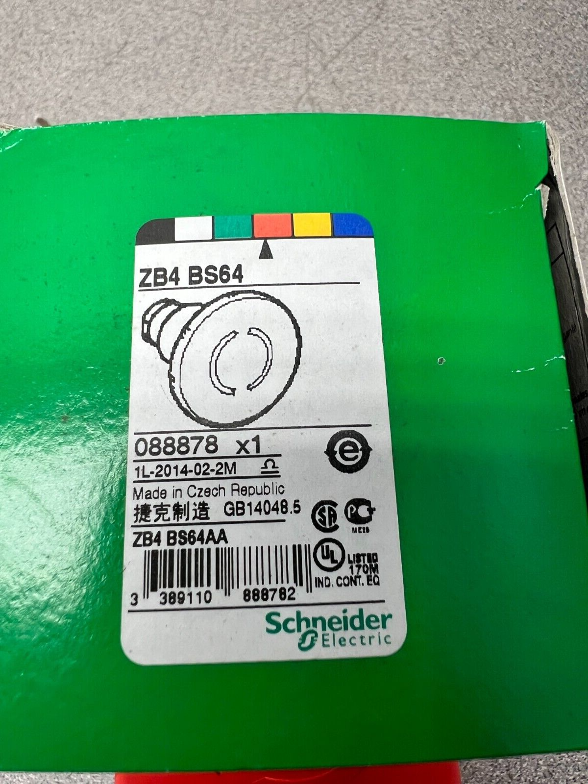 NEW IN BOX SCHNEIDER ELECTRIC MUSHROOM HEAD ZB4 BS64