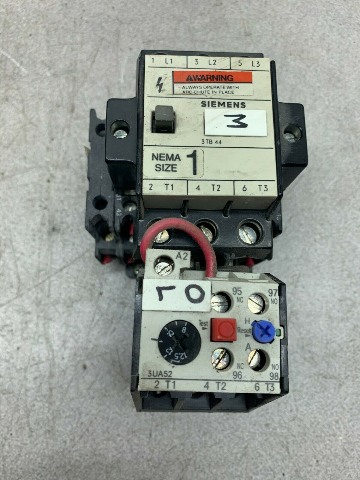 USED SIEMENS 3TB44 SOLID STATE RELAY 3UA52 00-1K-8-12,5A