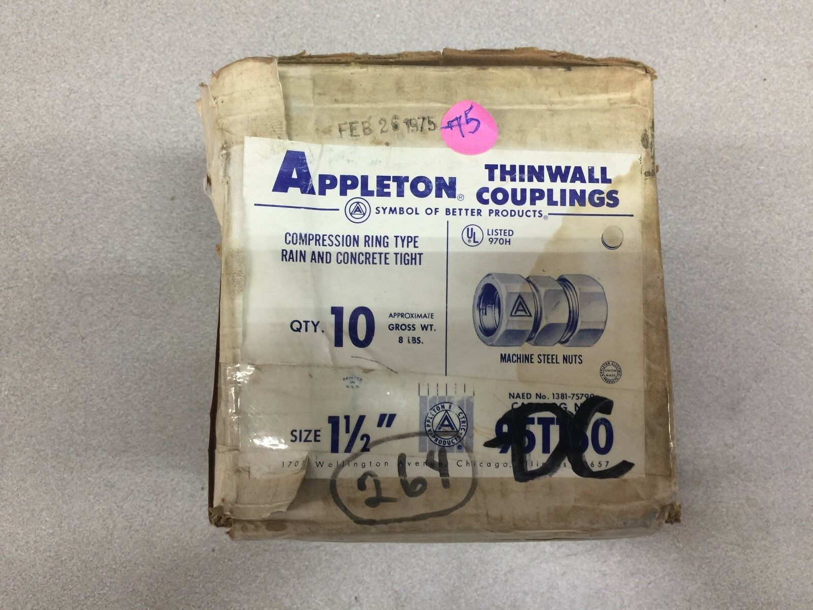 NEW IN BOX OF 10 APPLETON THINWALL 1-1/2 COUPLINGS 95T150