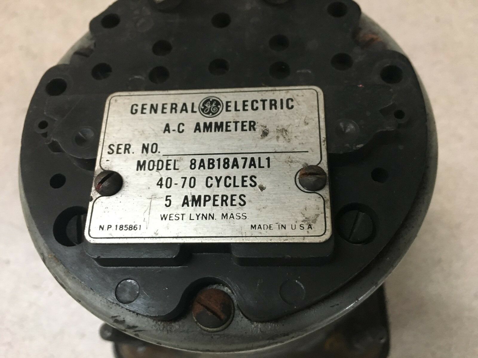 USED GENERAL ELECTRIC A-C AMMETER 8AB18A7AL1