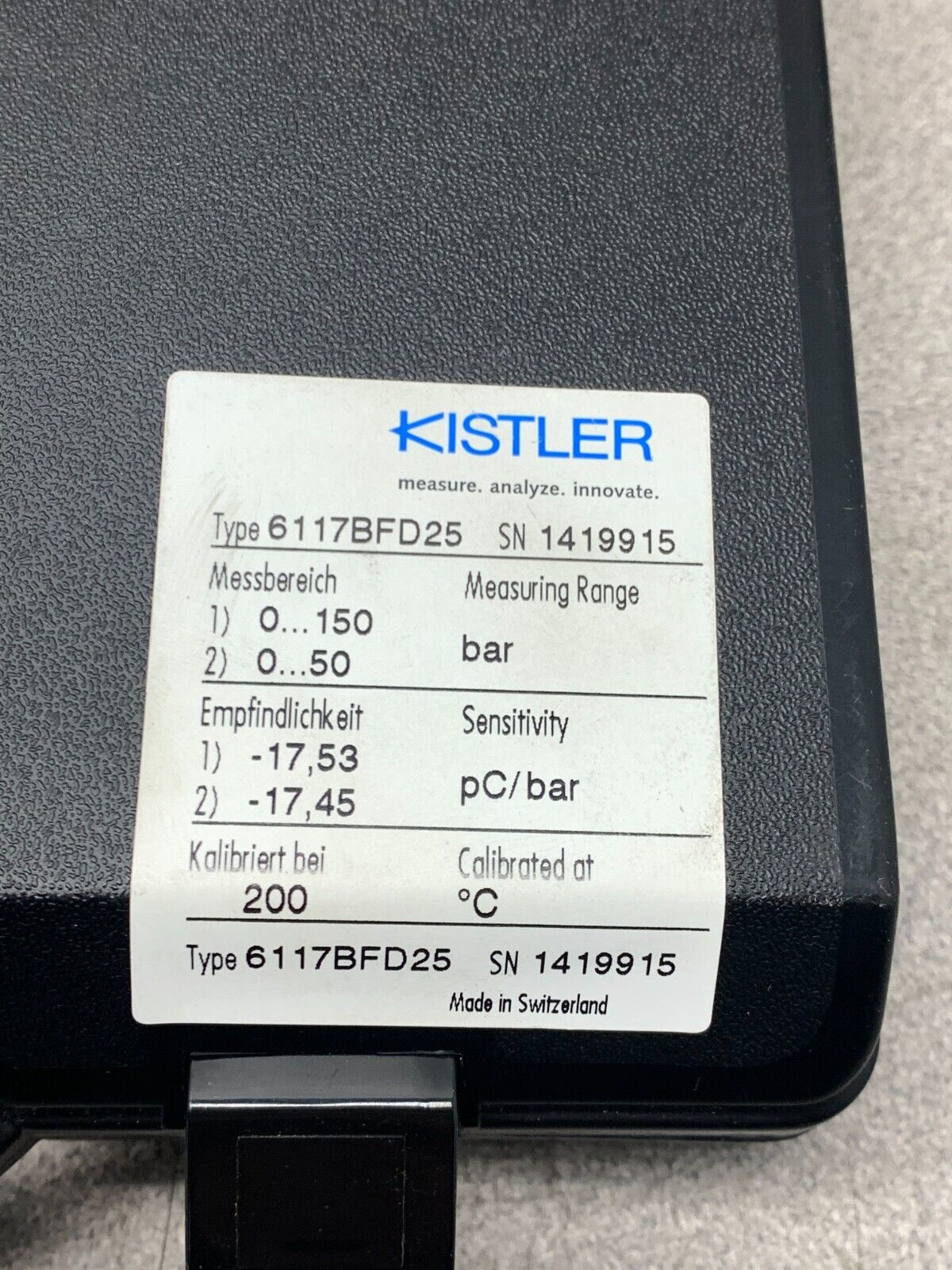 NEW KISTLER MEASURING SPARK PLUG FOR CYLINDER PRESSURE MEASUREMENTS 6117BFD25