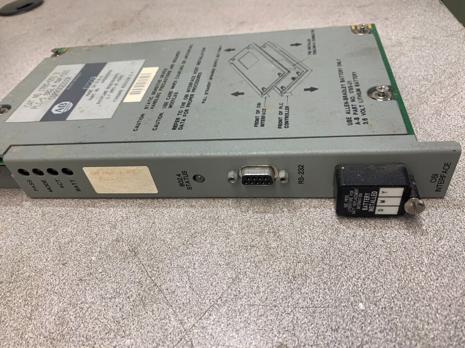 USED ALLEN BRADLEY PLC-5 802.4 MAP/OSI COPROCESSOR MODULE 1785-05G SERIES B