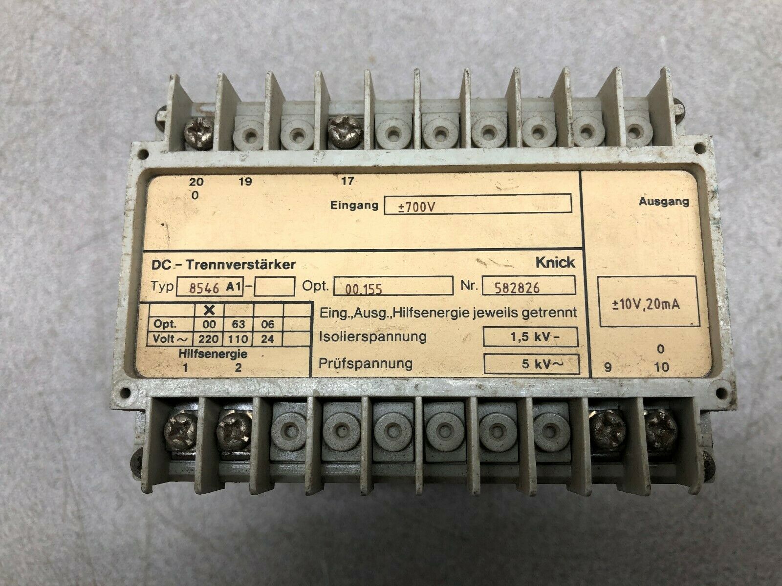 USED KNICK DC AMPLIFIER MODULE 8546A1