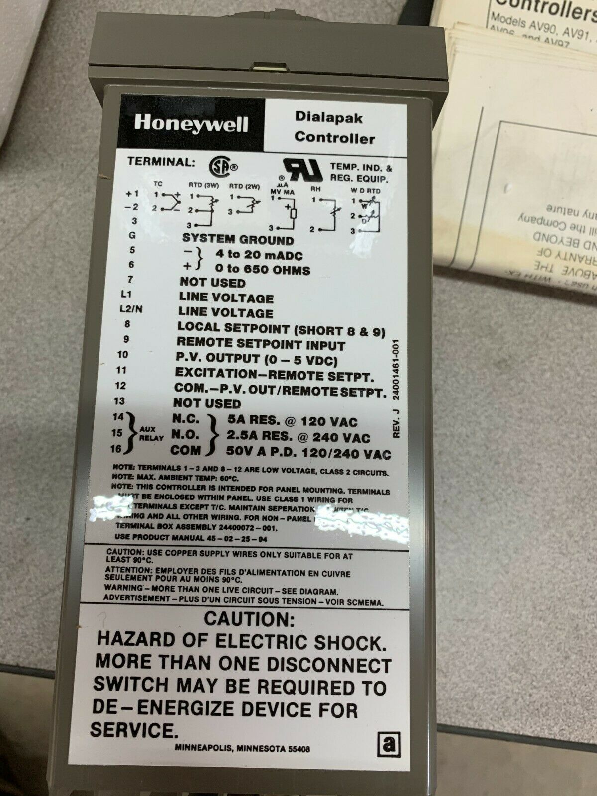 NEW HONEYWELL DIALAPAK CONTROLLER AV921AB107