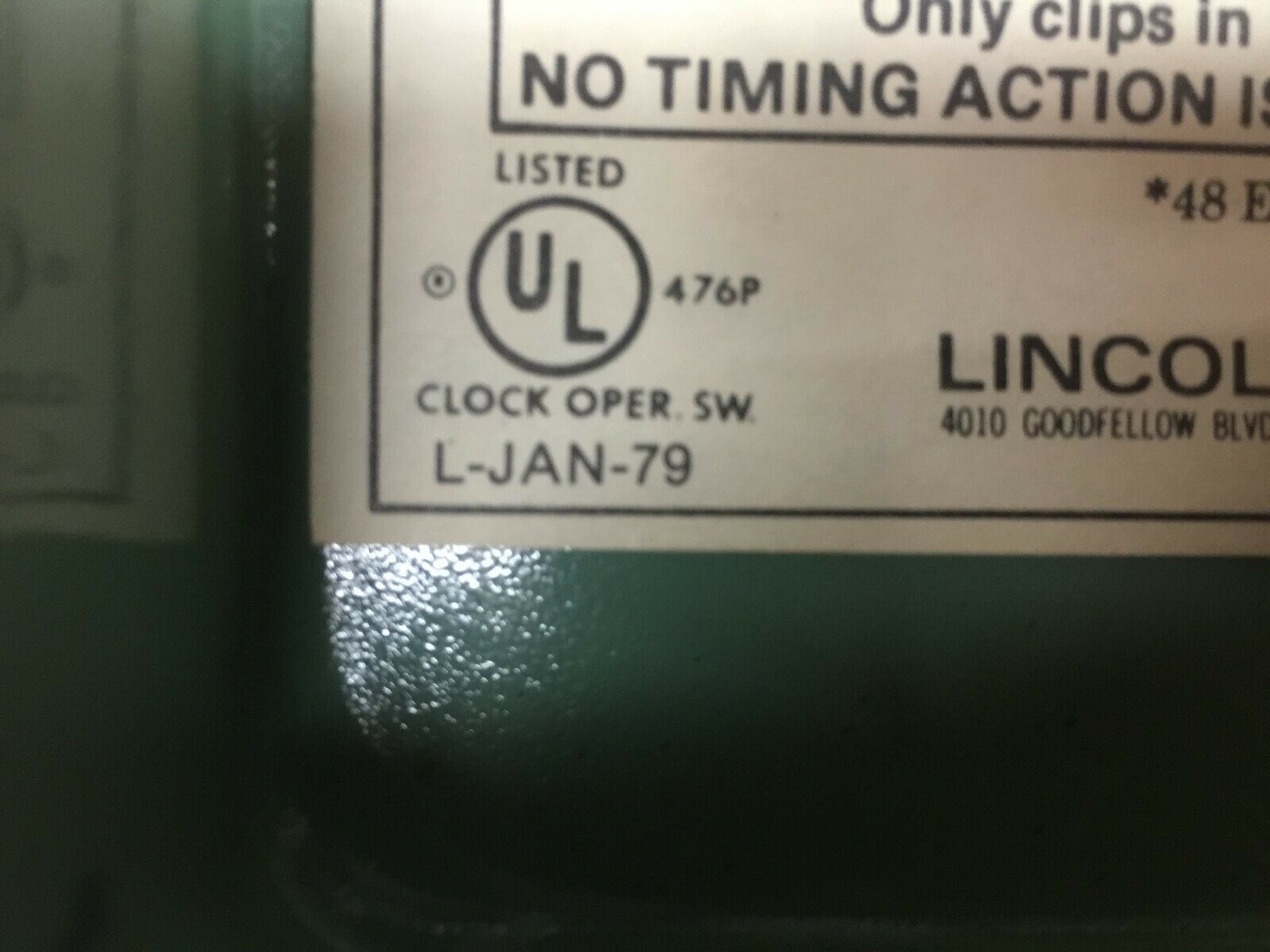 NEW NO BOX  LINCOLN 115VAC 15 AMP 24MIN-15SEC TIMING CONTROL 84102