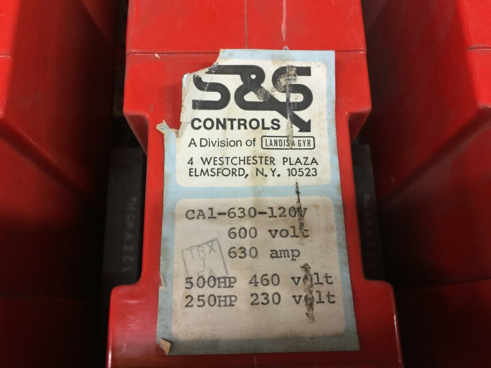 USED S & S CONTROLS 120 VAC COIL 630 AMP 600 VAC 3 POLE CONTACTOR CA1-630-120