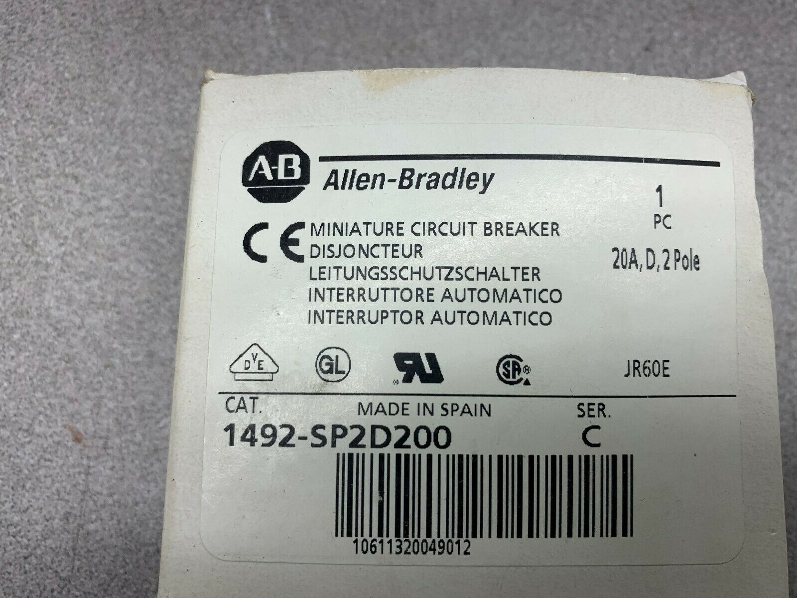 NEW IN BOX ALLEN BRADLEY BREAKER 1492-SP2D200 SERIES C