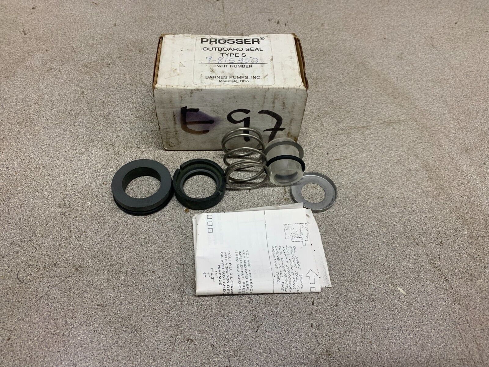 NEW IN BOX BARNES PUMPS INC. PROSSER OUTBOARD SEAL TYPE S PART 9-815350