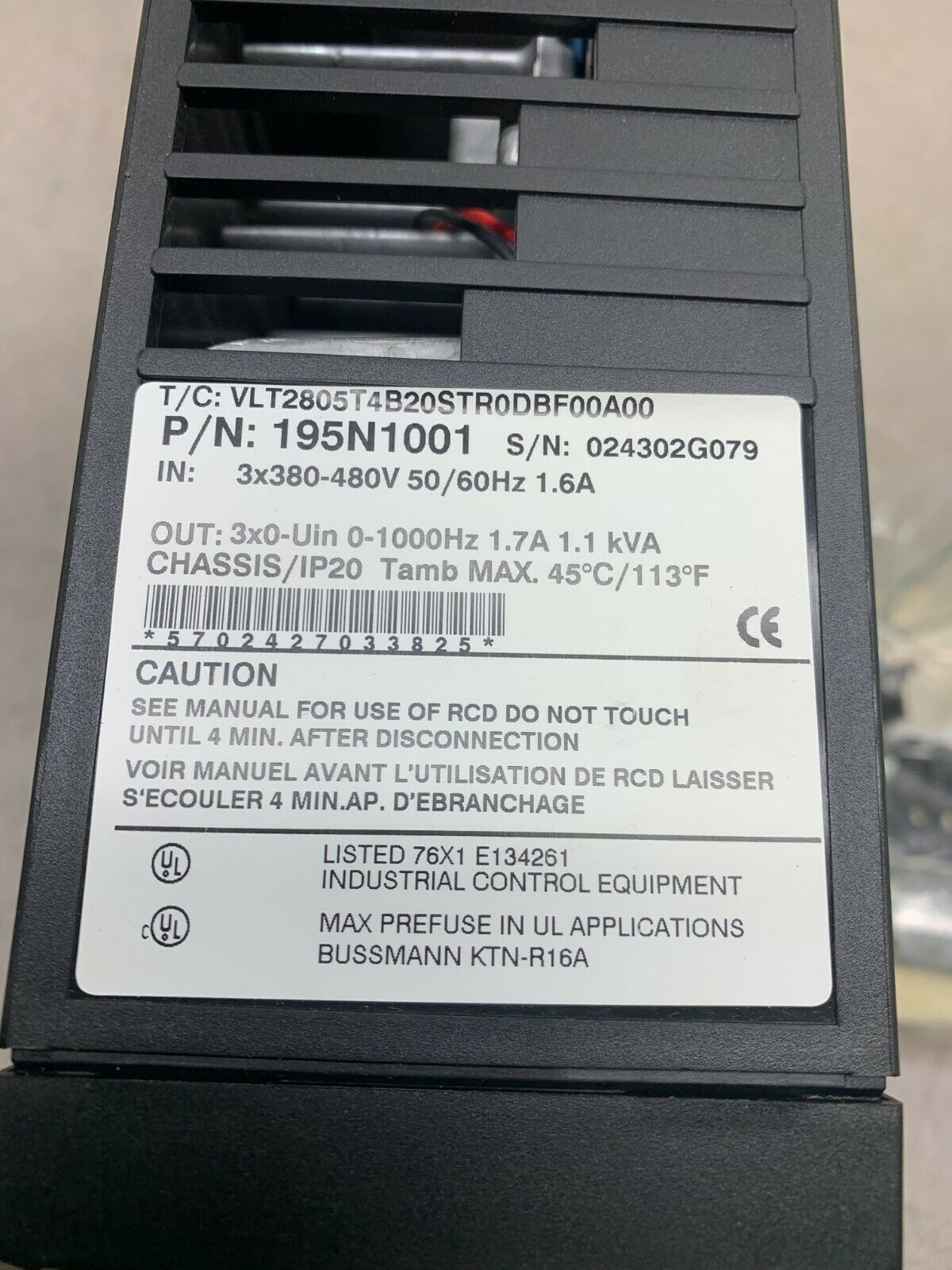 NEW DANFOSS VLT 2800 VARIABLE SPEED DRIVE 195N1001