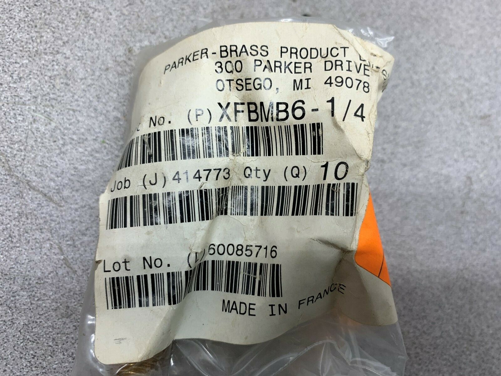 BOX OF 9 NEW IN BOX PARKER CONNECTOR XFBMB6-1/4