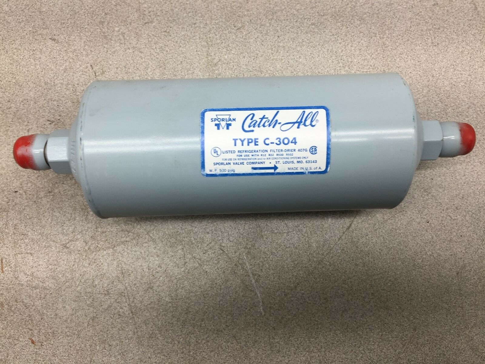 NEW IN BOX SPORLAN CATCH ALL 1/2 SAE FLARE 500 PSIG REFRIGERATION FILTER DRIER C