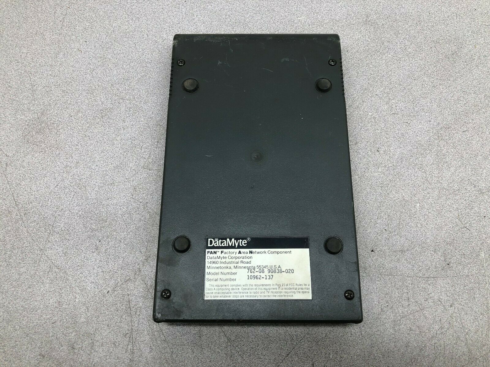 USED DATAMYTE FAN FACTORY AREA NETWORK COMPONENT 762-08 90838-020