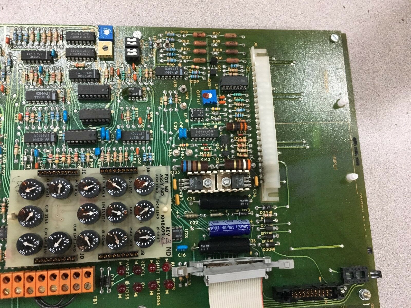 USED FINCOR CONTROL BOARD 1052811 WITH FINCOR 1052808 CIRCUIT BOARD