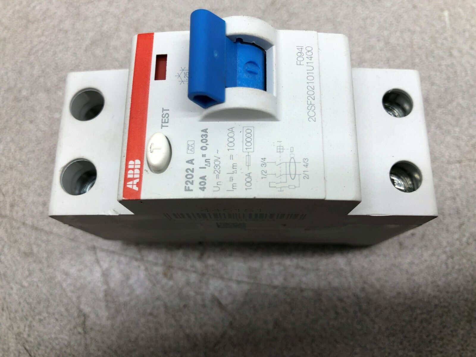 NEW NO BOX ABB 40 AMP 2 POLE 125 VDC BREAKER 2CSF202101U1400