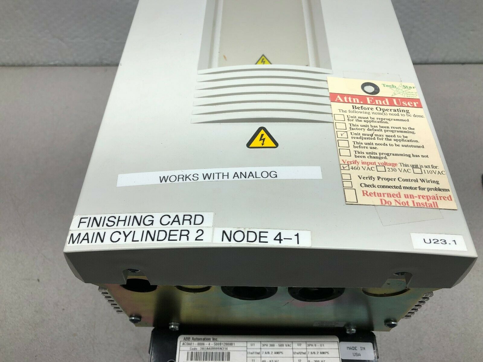 USED ABB ACS 600 7.5 HP 380-500 VAC 3 PH VARIABLE FREQUENCY DRIVE ACS601-0006-4-