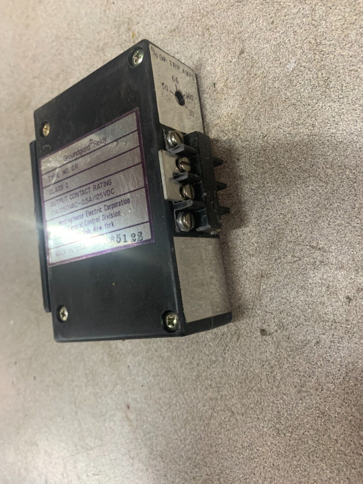 USED WESTINGHOUSE GROUNDGARD RELAY 3512C12H02