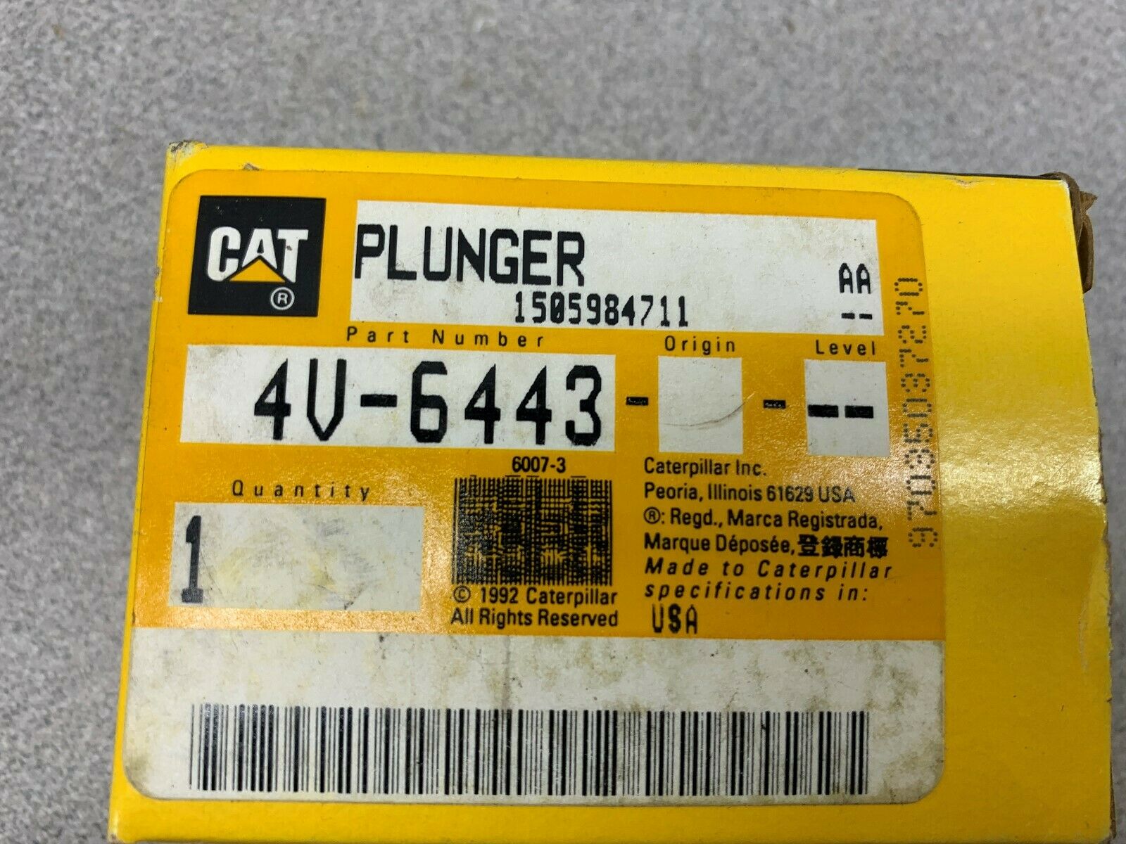 NEW IN BOX CATERPILLAR PLUNGER 4V-6443