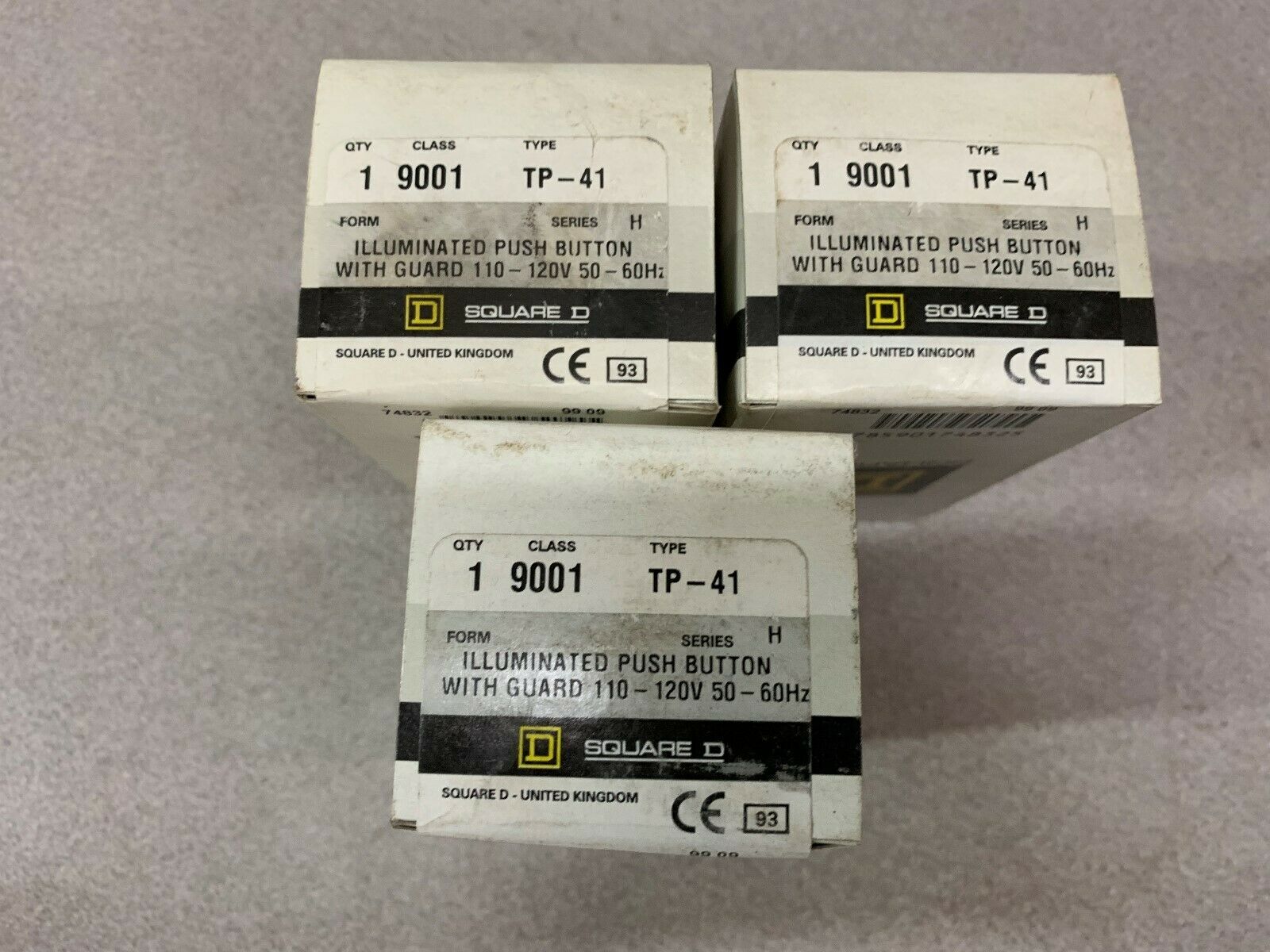 LOT OF 3 NEW IN BOX SQUARE D PUSHBUTTON WITH GUARD 9001 TP-41 SERIES H