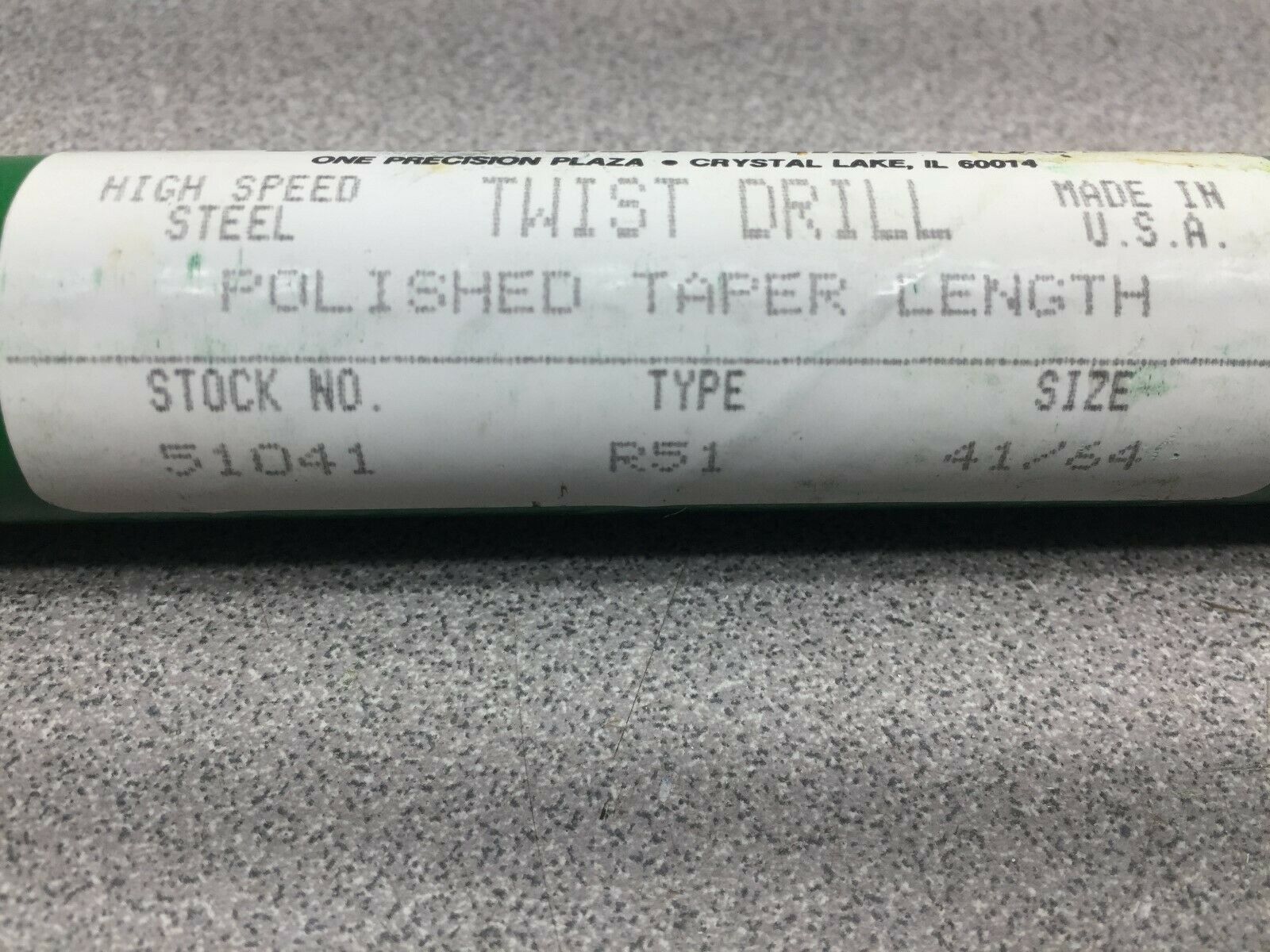 NEW IN BOX PRECISION HSS TAPER LENGTH POLISHED 41/64 TWIST DRILL BIT 51041