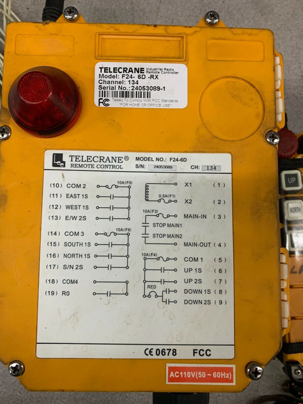 USED TELECRANE RADIO REMOTE CONTROLLER F24-6D-RX WITH TWO F24-6D-TX REMOTES