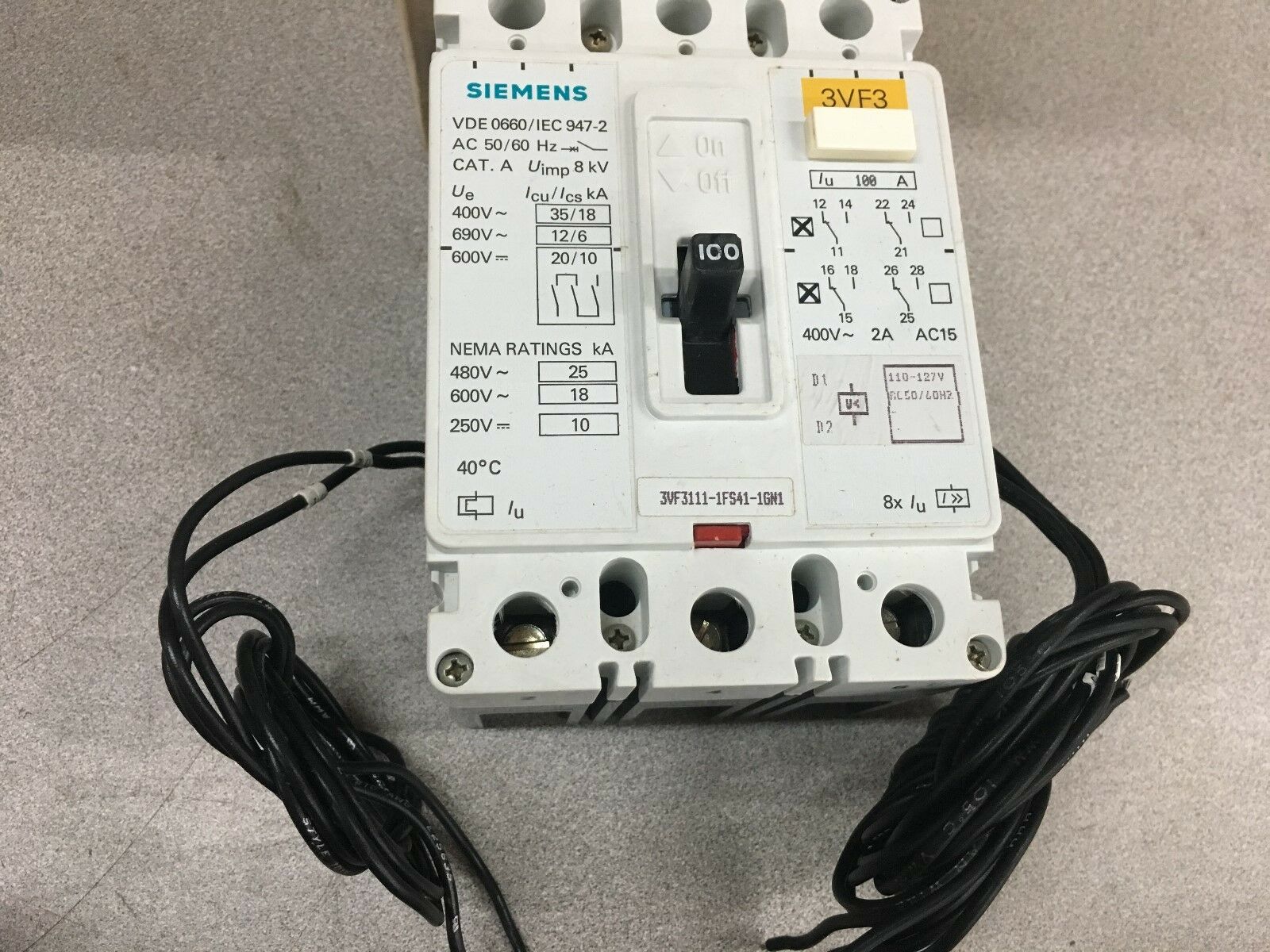 NEW IN BOX SIEMENS 100AMP CIRCUIT BREAKER 3VF3111-1FS41-1GN1