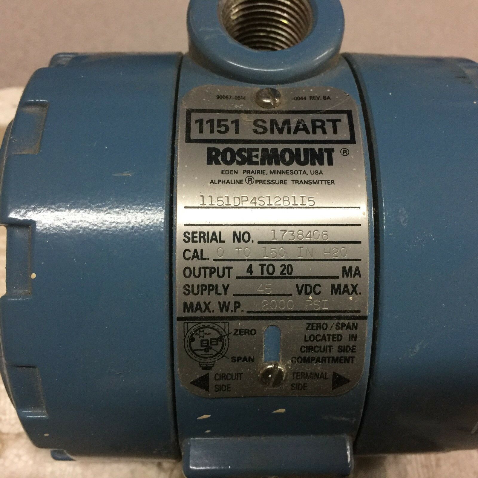 NEW NO BOX ROSEMOUNT 1151 SMART PRESSURE TRANSMITTER 1151DP4S12B1I5