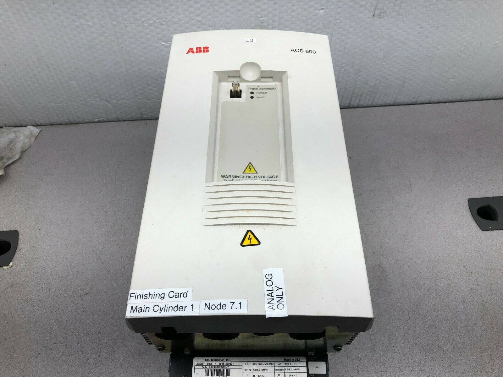 USED ABB ACS 600 7.5 HP 380-500 VAC 3 PH VARIABLE FREQUENCY DRIVE ACS601-0006-4-