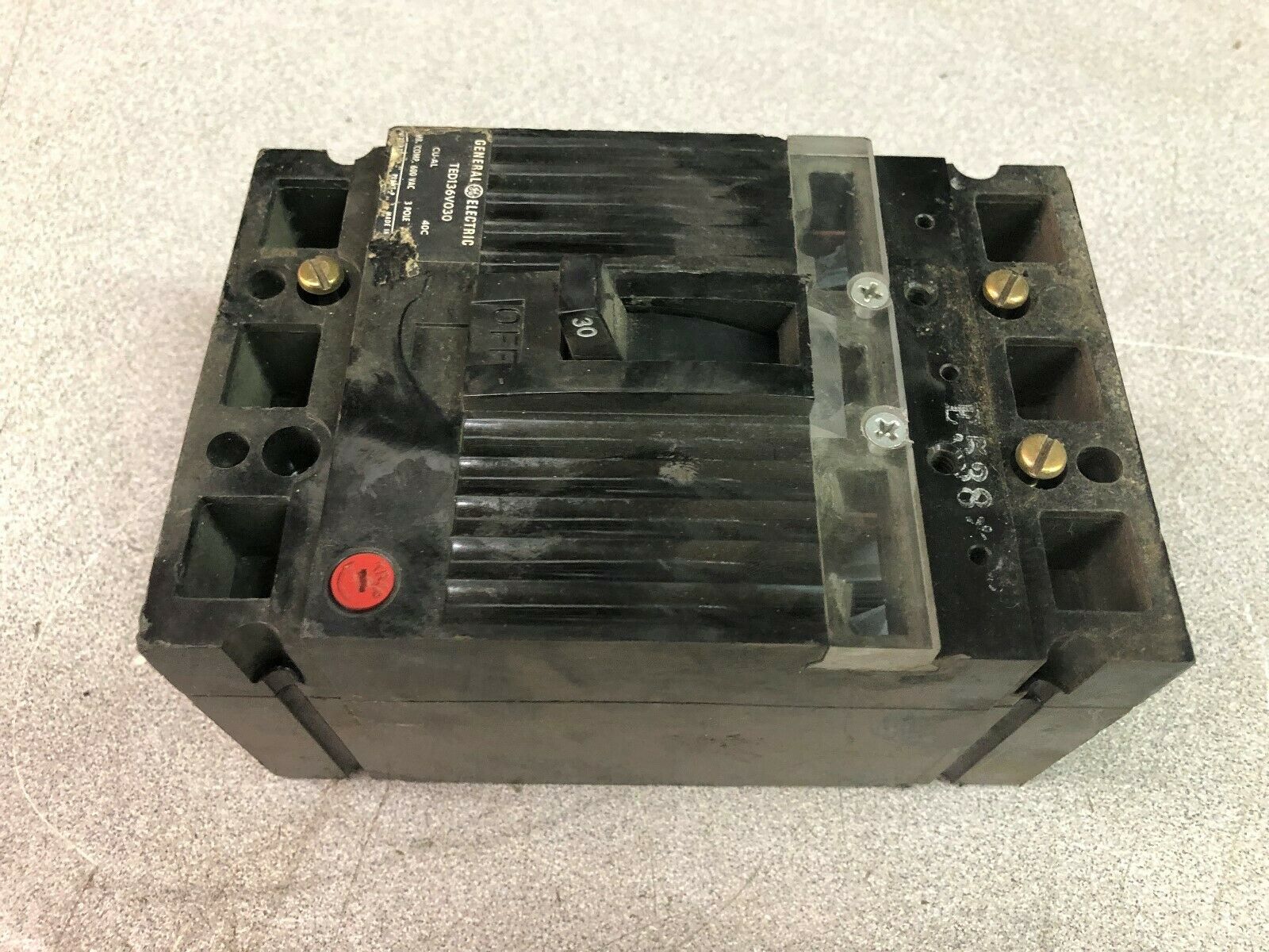 USED GE 30 AMP 3 POLE 600 VAC BREAKER TED136V030