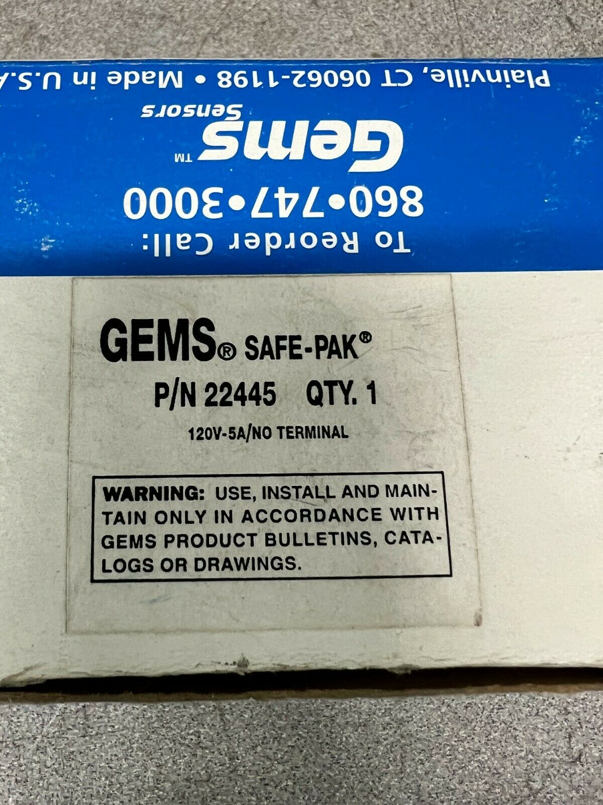 NEW IN BOX GEMS SAFE RELAY 22445