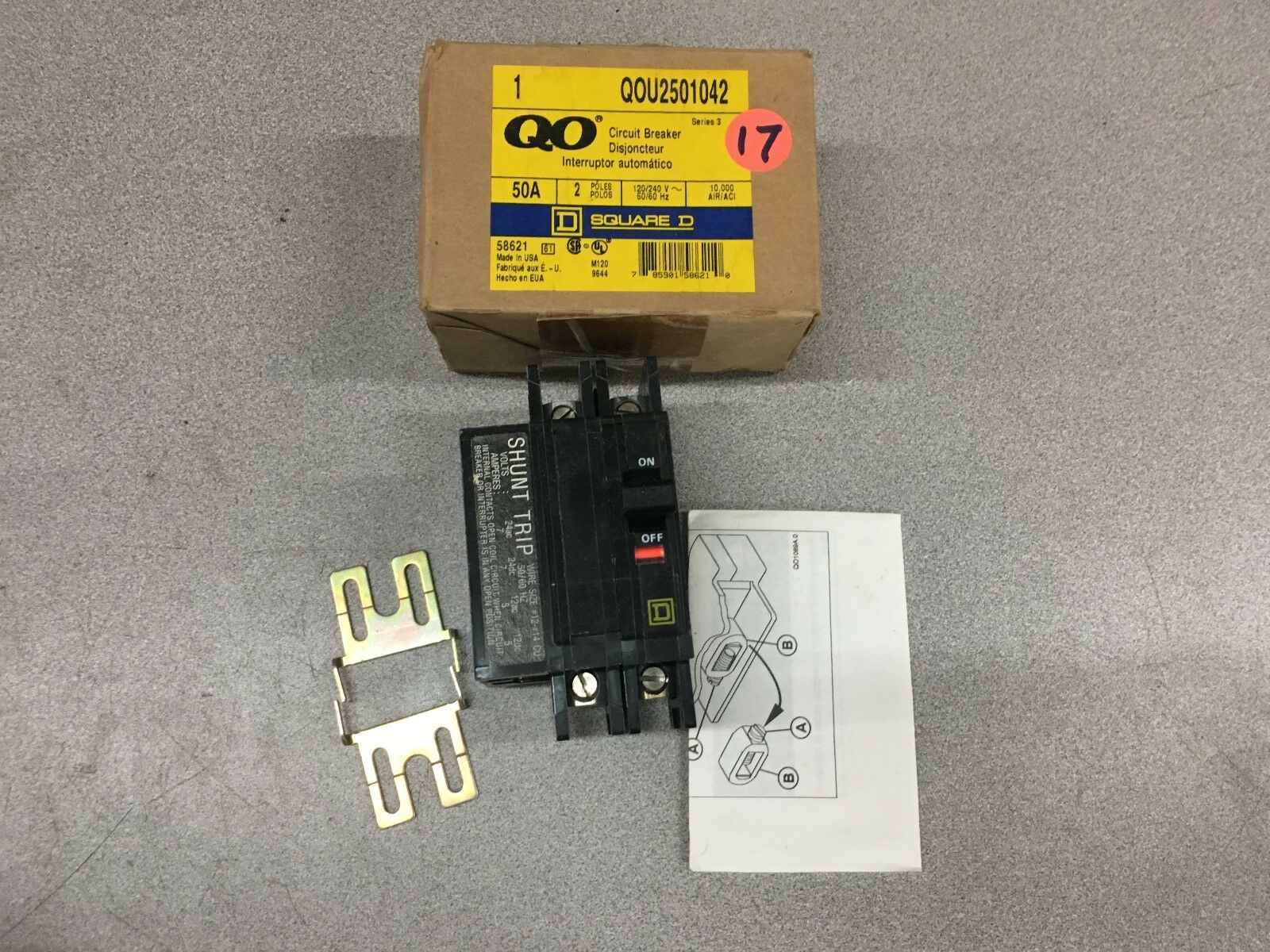 NEW IN BOX SQUARE D 2 POLE 50AMP CIRCUIT BREAKER QOU2501042