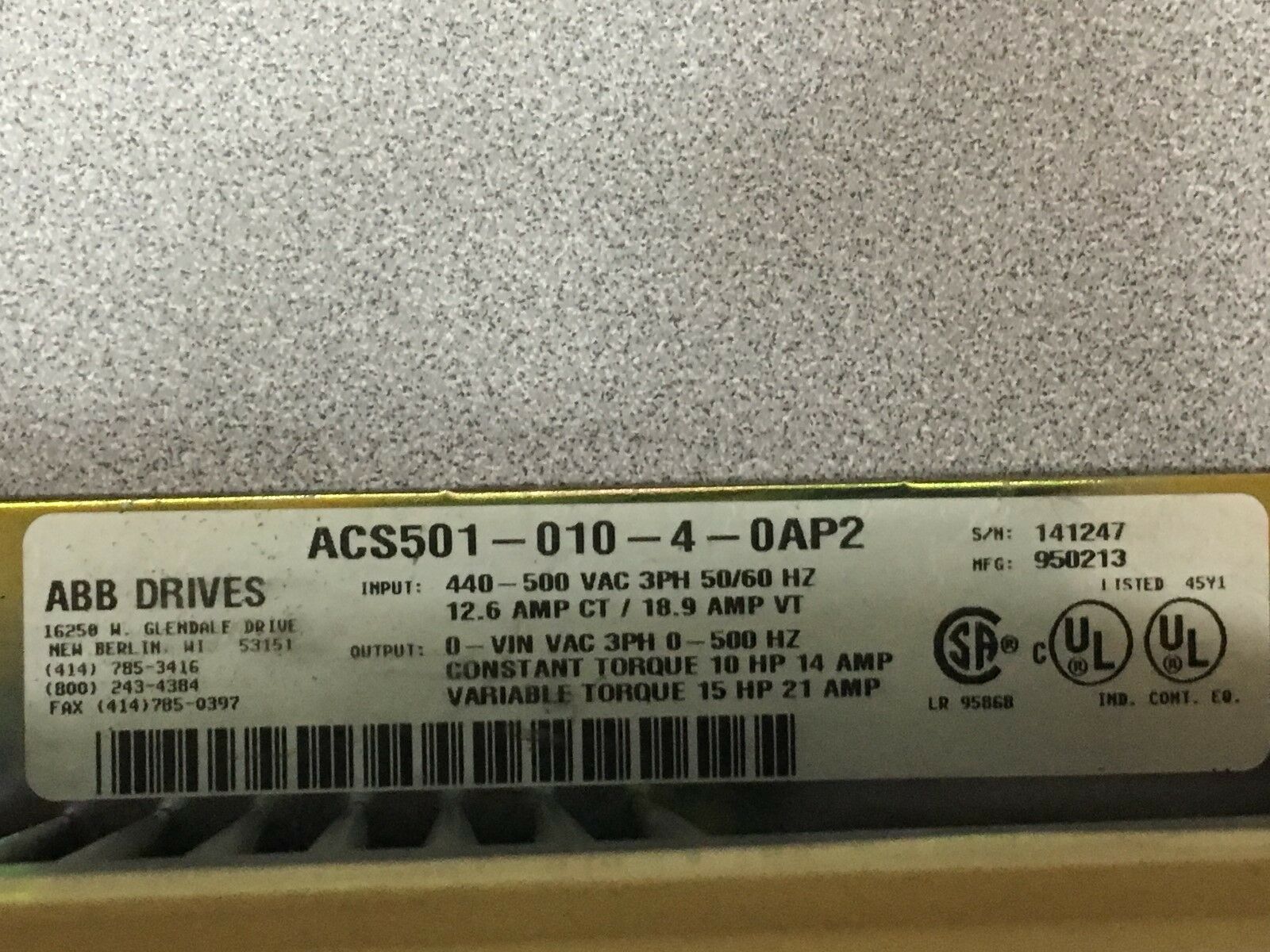 USED ABB 15HP DRIVE ACS501-010-4-0AP2