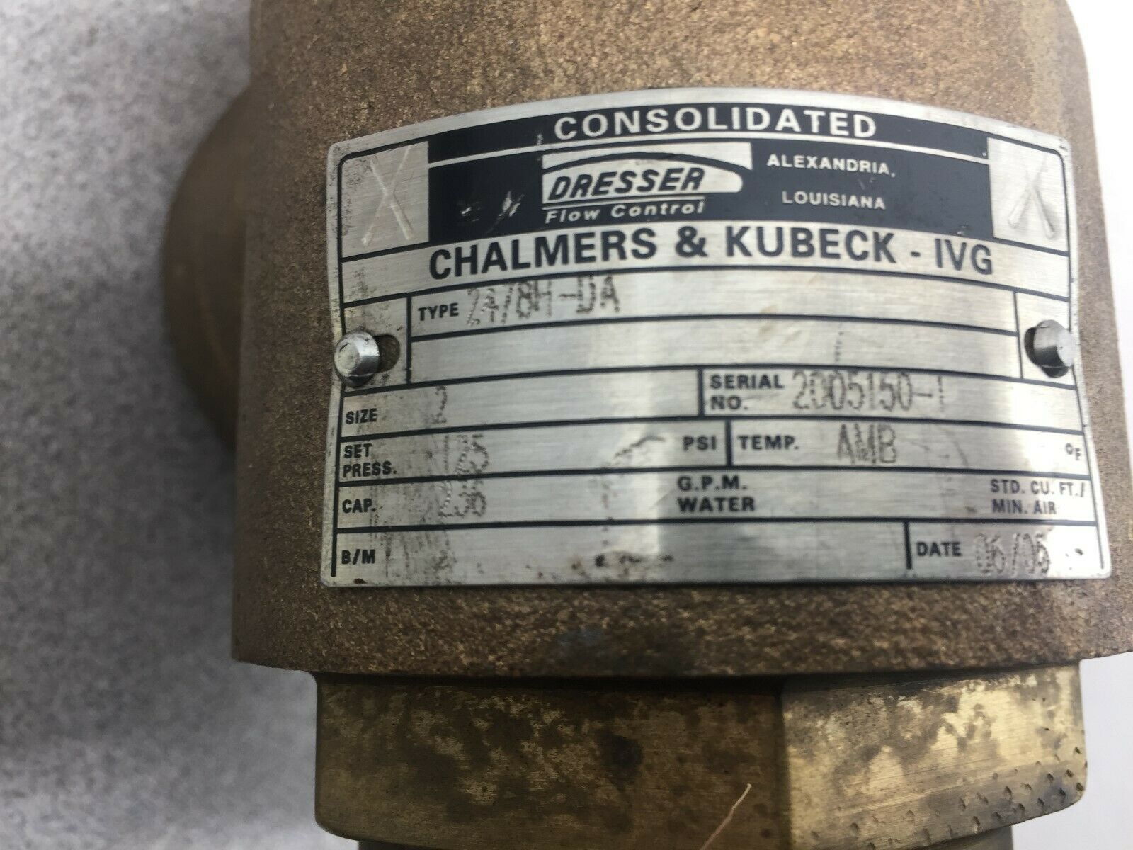 NEW NO BOX DRESSER 2" 125 PSI 236 GPM SAFETY RELIEF VALVE 2478H-DA