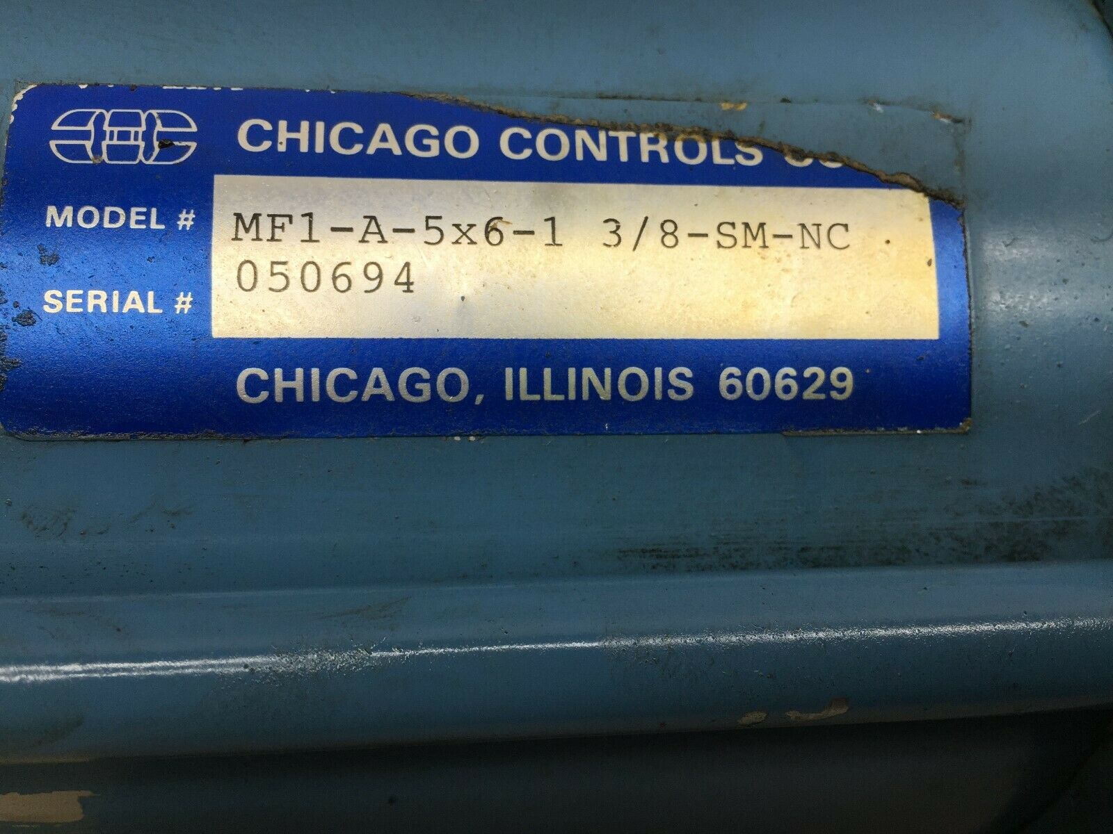 USED CHICAGO CONTROLS CYLINDER MF1-A-5X6-1 3/8-SM-NC