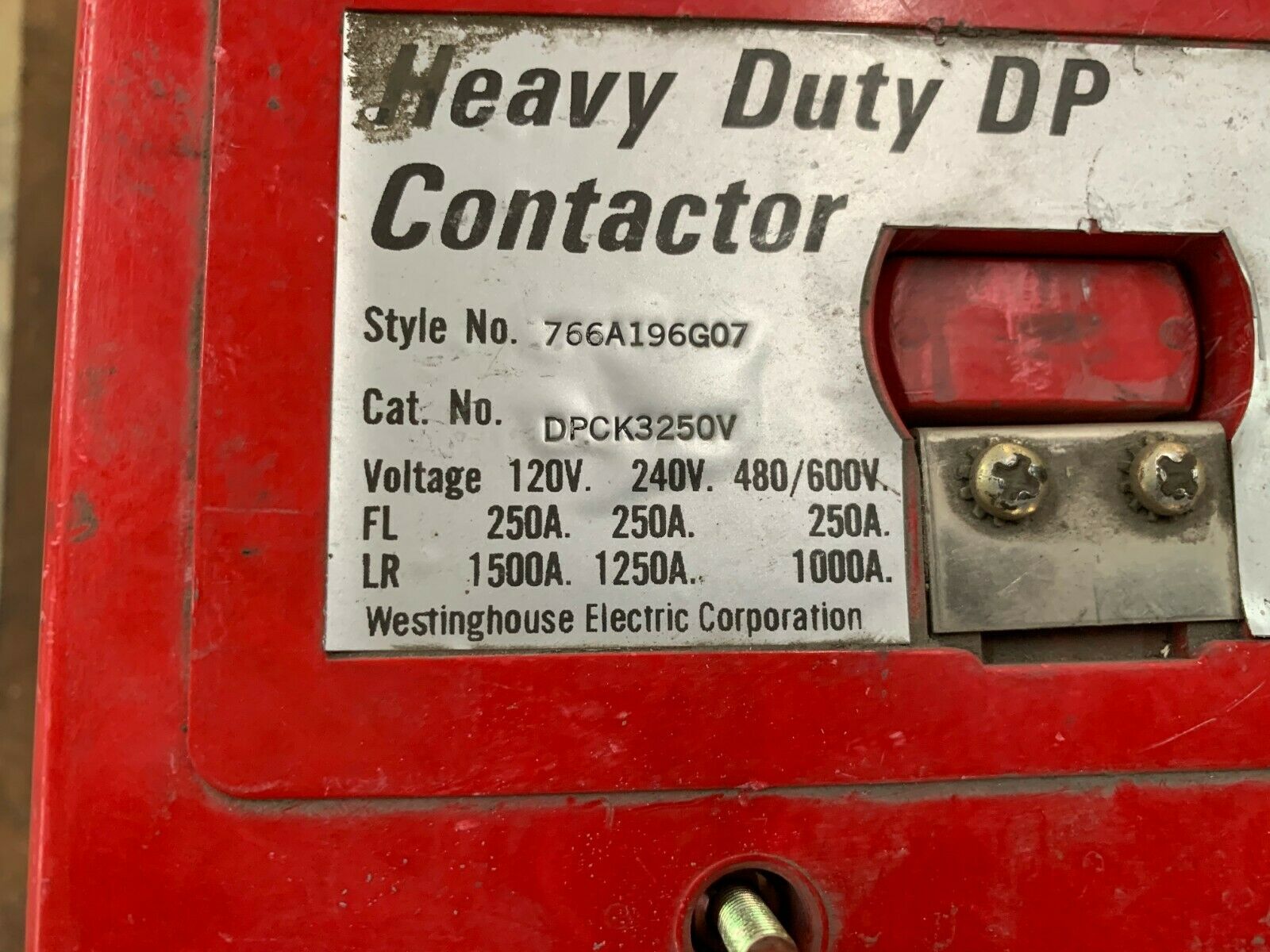 WESTINGHOUSE DPCK3250V HEAVY DUTY DP CONTACTOR 766A196G07