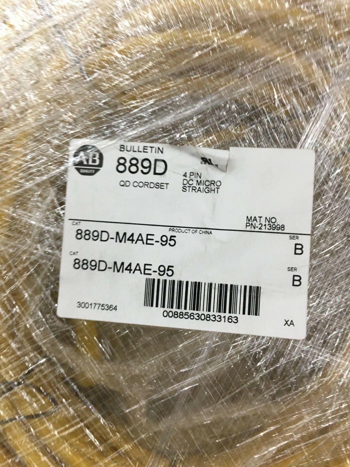 NEW ALLEN-BRADLEY 4-PIN STRAIGHT QD CORDSET CABLE 889D-M4AE-95 SERIES B