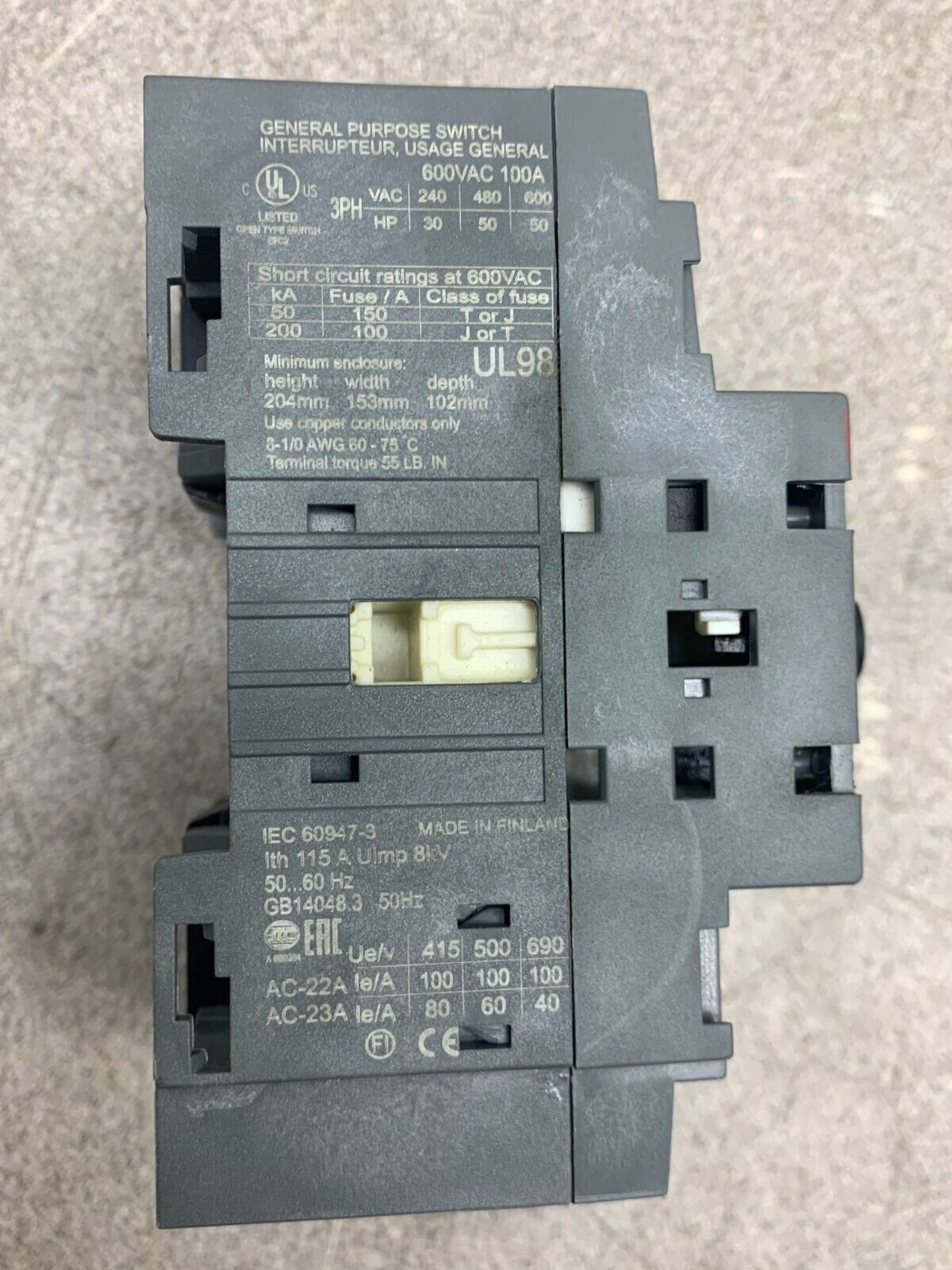 USED ABB OT100F3 DISCONNECT SWITCH 1S200B11548300003