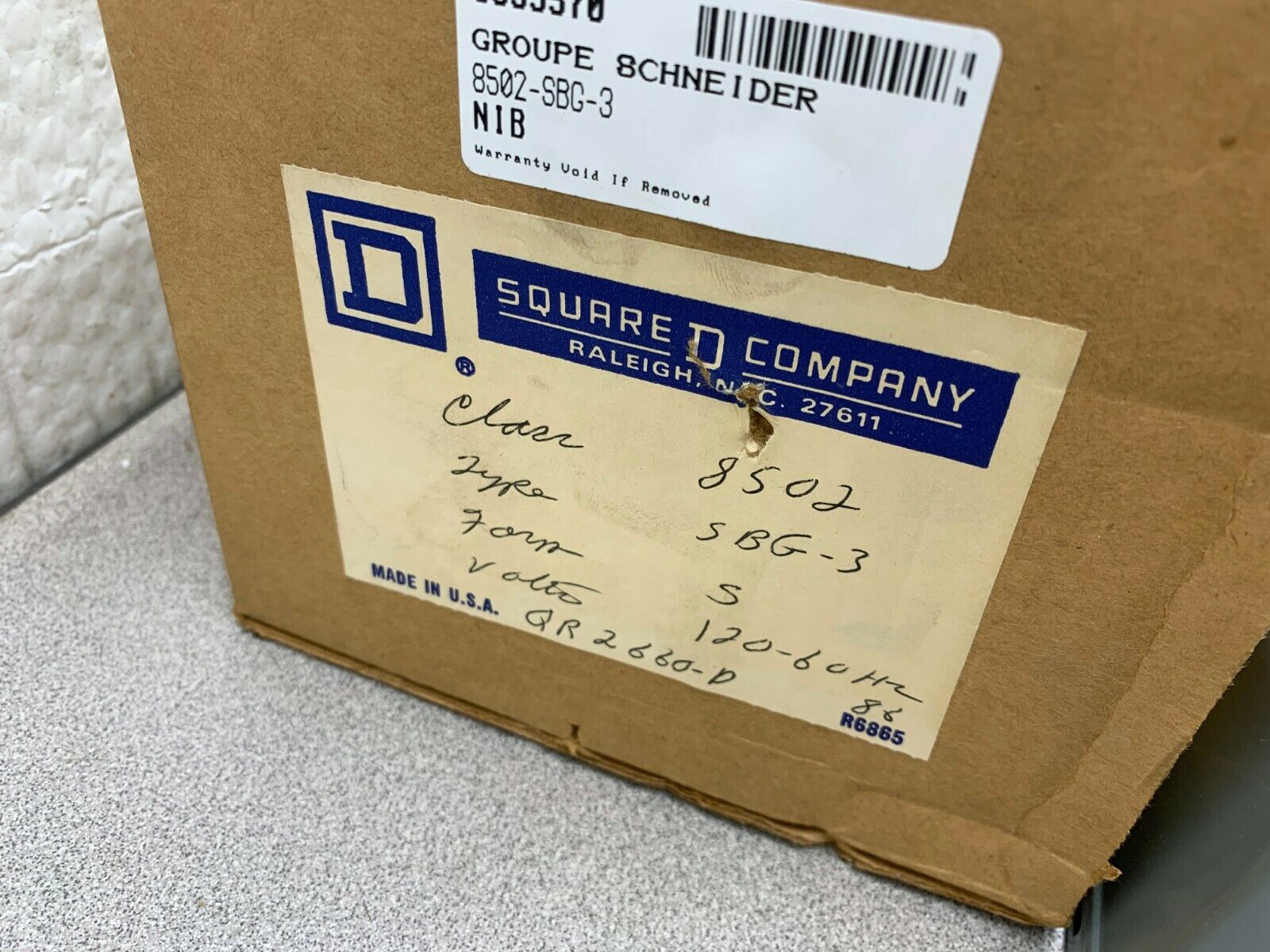 NEW IN BOX SQUARE D SIZE 0 STARTER WITH ENCLOSURE 8502 SBG-3