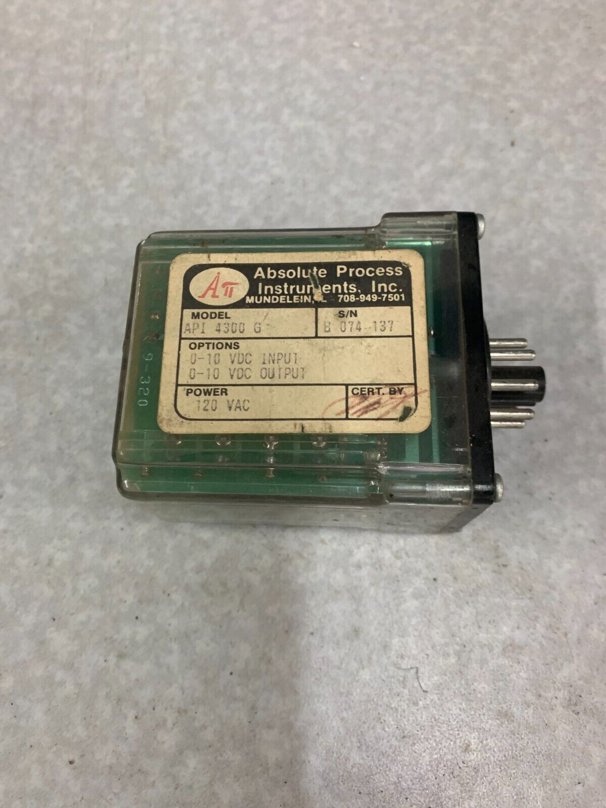 USED ABSOLUTE PROCESS INSTRUMENTS RELAY API 4300 G