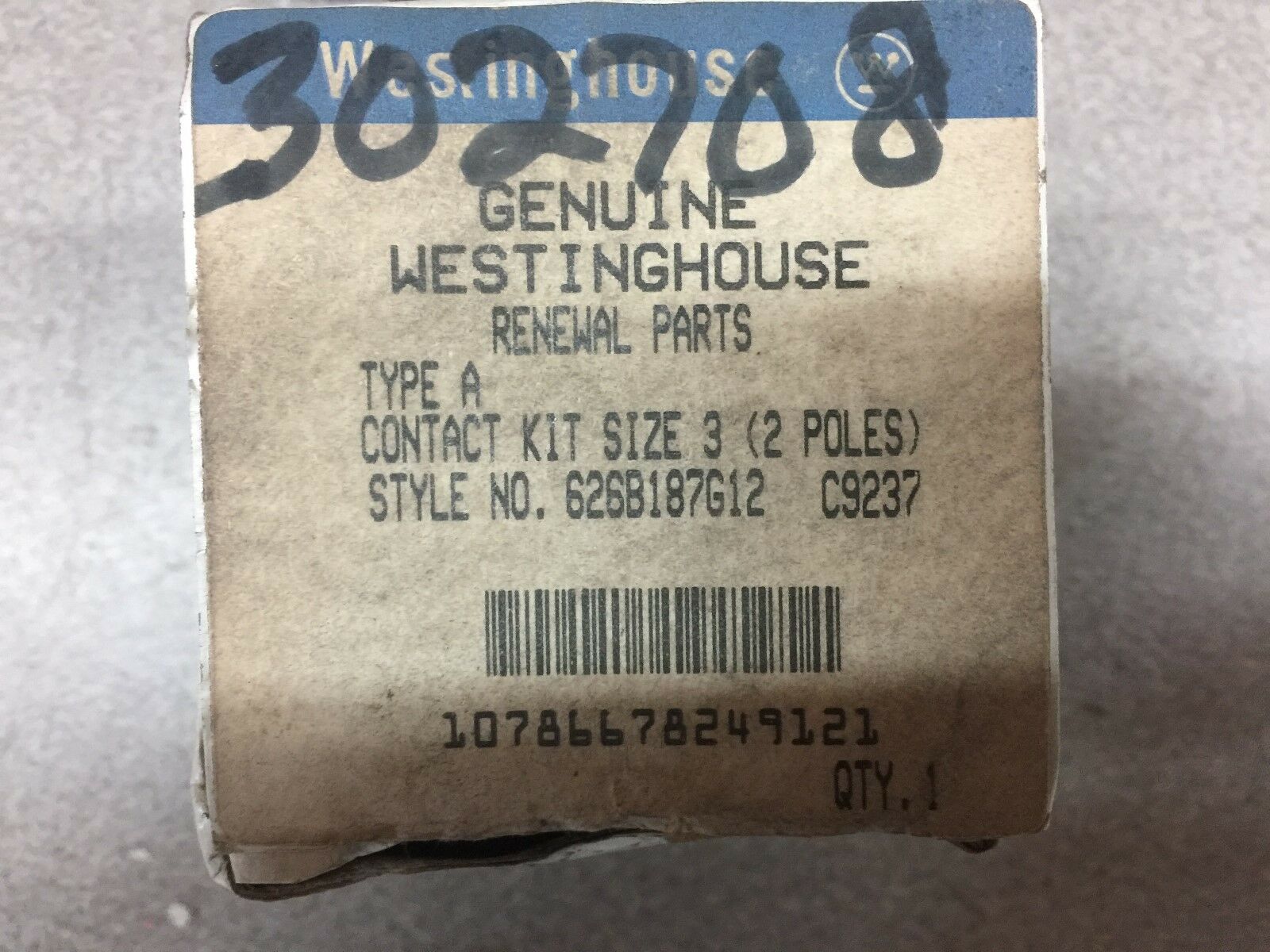 NEW IN BOX WESTINGHOUSE CONTACT KIT SIZE 3 2POLE 626B187G12