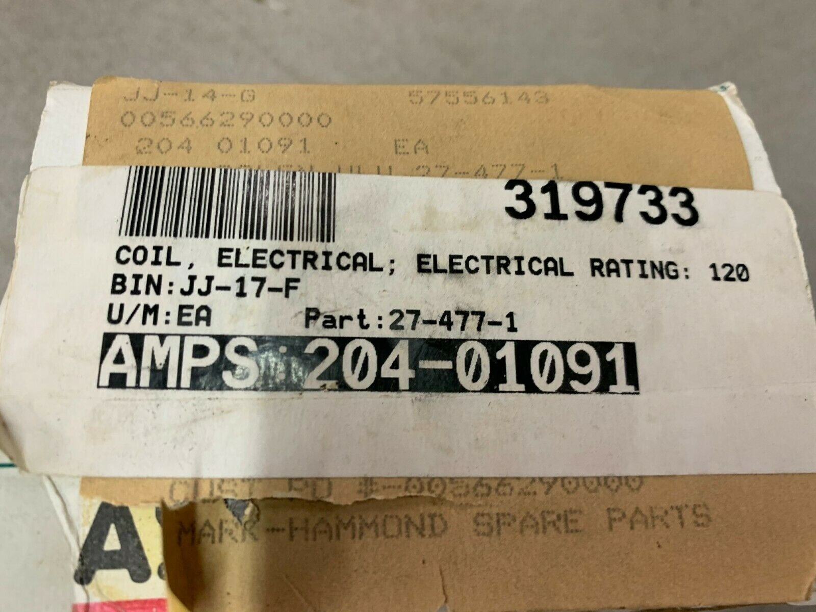 NEW IN BOX ASCO 125VDC. COIL 27-477-1D