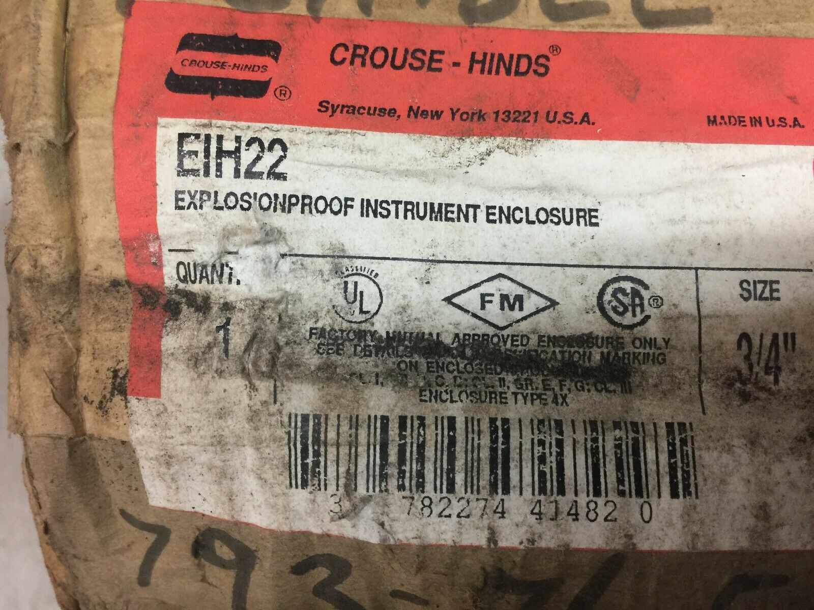 NEW IN BOX CROUSE HINDS EXPOLSION PROOF INSRUMENT ENCLOSURE EI22