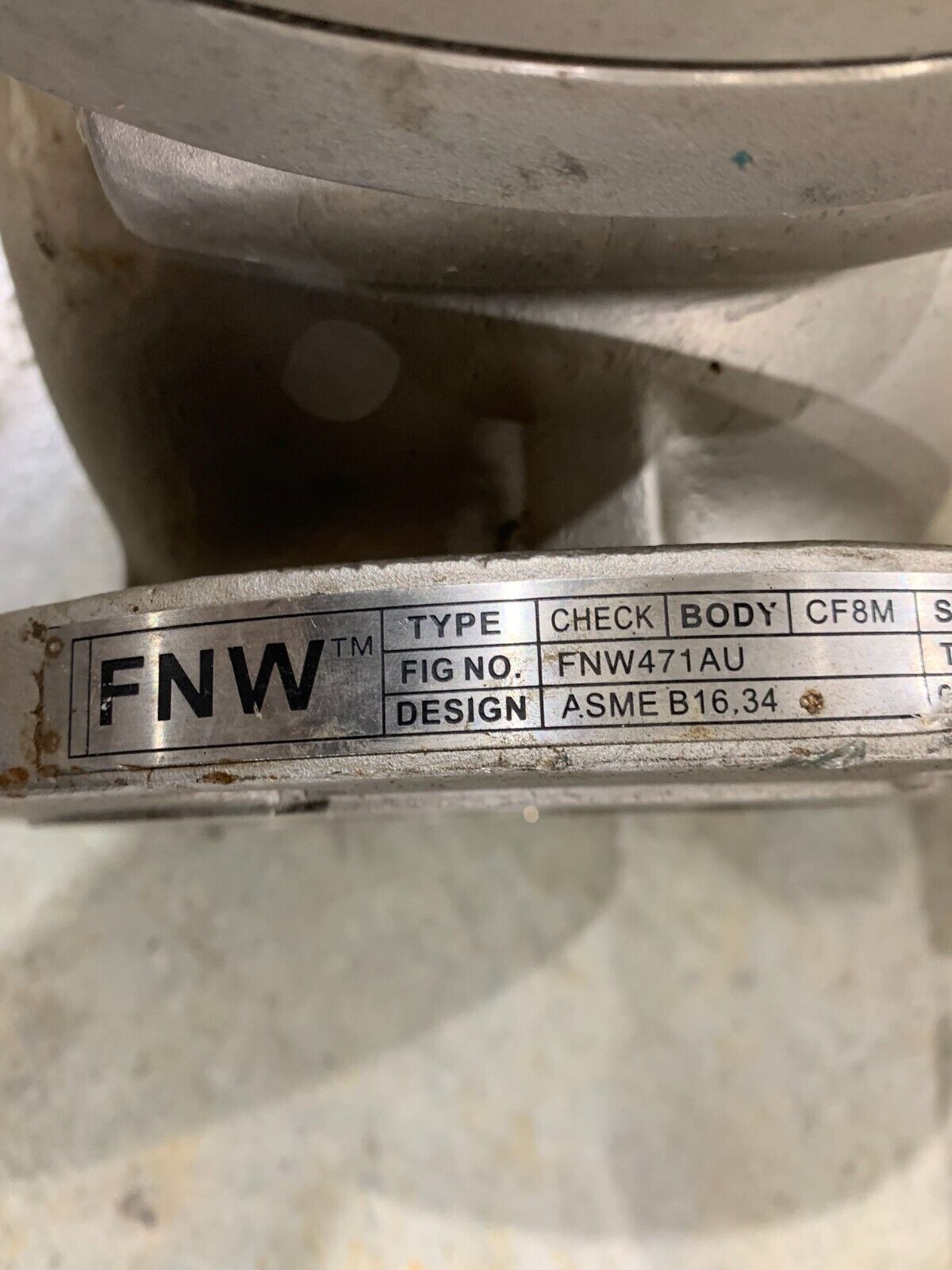 NEW FNW CF8M CLASS 150 STAINLESS 6" CHECK VALVE FNW471AU DESIGN ASME B16.34